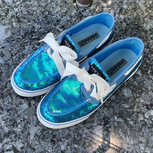 Blue Sequin Sperry Top-Siders Size 6M